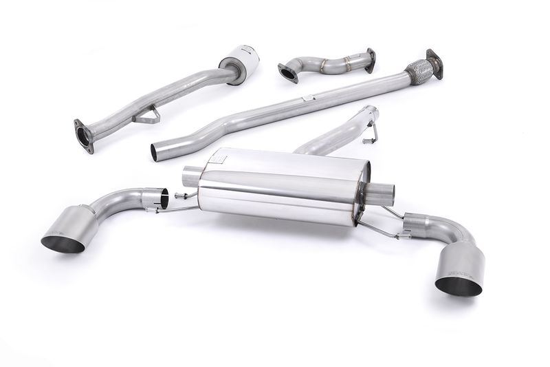 Primary Cat-back Non-resonated (louder). Brushed Titanium Tips