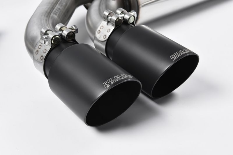 Downpipe-back Non-resonated (louder). Cerakote Black OEM-Style T