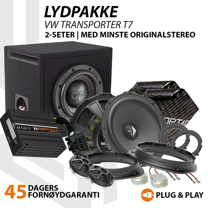 Match / Helix I3 Lydoppgraderingspakke VW Transporter T7 