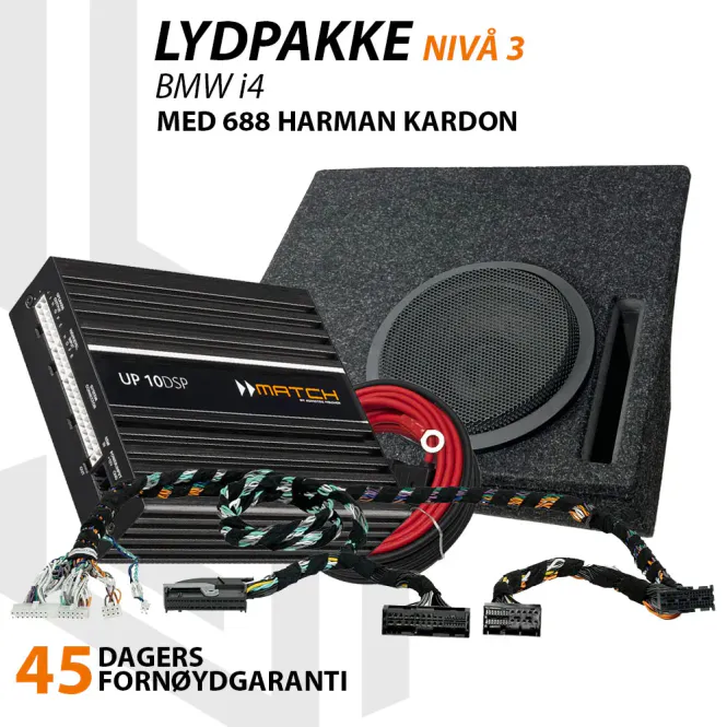 Hovedbilde Match Lydoppgraderingspakke BMW i4 688HK - Nivå 3 Nivå 3 Lydpakke for BMW i4 G26 2022--> med 688HK